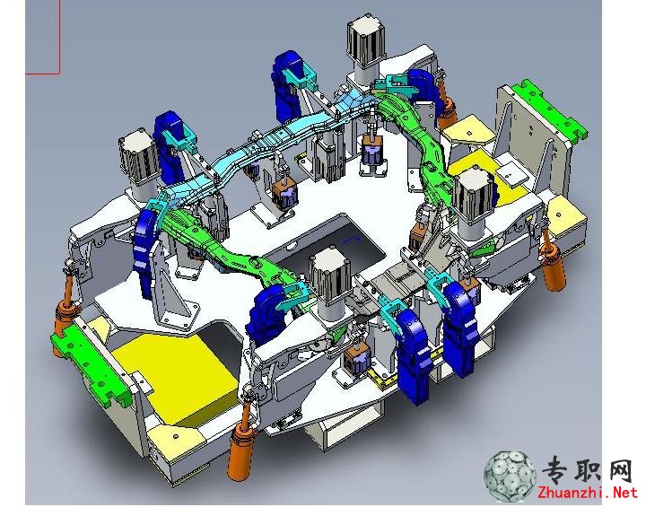 SolidWorks汽車前副車架焊接胎具3D模型