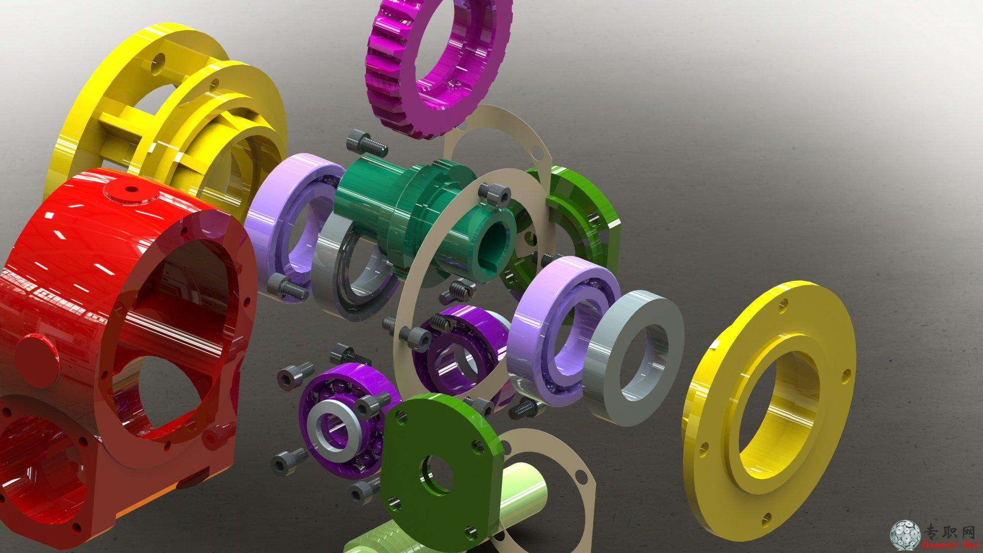 SolidWorks 蝸輪減速器3D模型