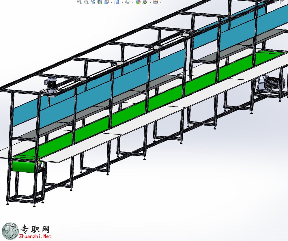 15米鋁型材皮帶流水線3D模型